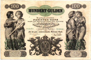 Eine alte deutsche Banknote mit zwei Kindern darauf, mit Zahlen, Text und einem Logo auf einem weißen Hintergrund.