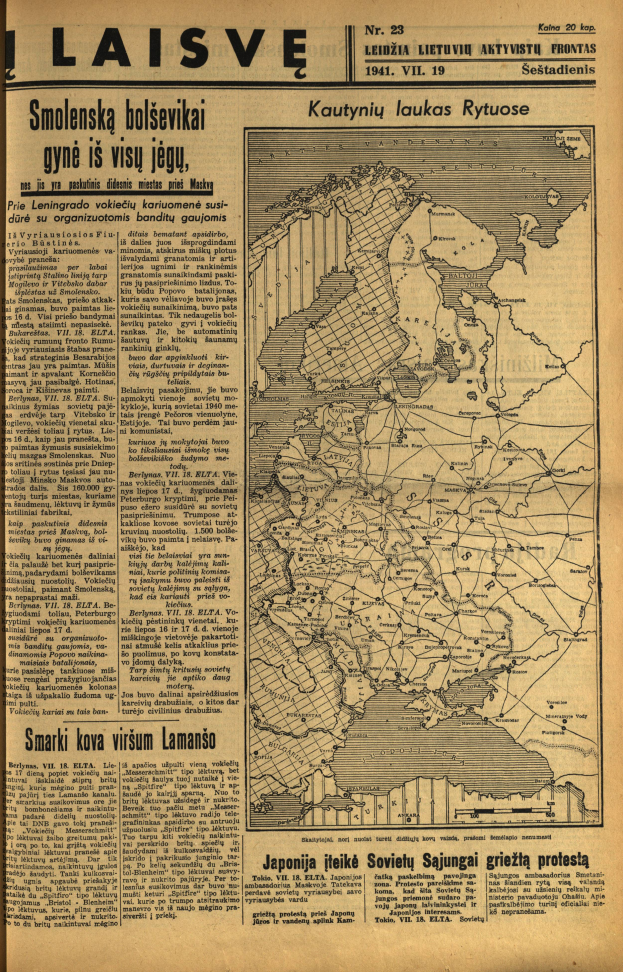 Eine alte Zeitung mit einer Karte von Europa, begleitet von Text und einem Bild, das einen historischen Einblick bietet.