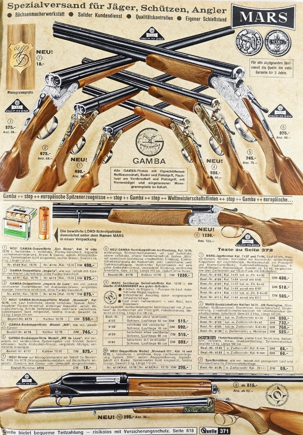 Werbeplakat mit mehreren Flinten in einem Raster mit sichtbarem Text und Bildern.