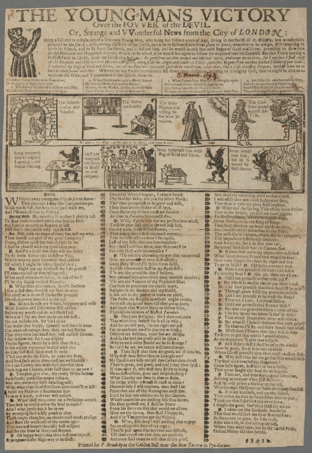 Eine Zeitung mit Text und Illustrationen, die den Sieg eines jungen Mannes feiern, mit detaillierten Bildern von entschlossenen jungen Männern und fettem siegreichen Text.