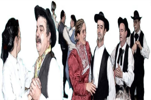 Ein Bild, das eine Gruppe von tanzenden Paaren zeigt.