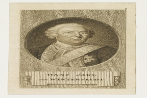 Porträt von Hans Carl von Winterfeldt in einem Anzug und Krawatte, mit ernster Miene, konzentriertem Blick und leicht geöffneten Lippen.