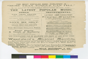 Ein Blatt Papier mit dem Text "Der meistveröffentlichte Song ist mehr als die Zunge sagen kann" und Farbproben unten.